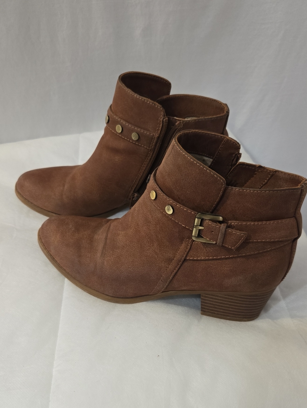 Women's Brown Ankle Boots with Buckle Detail